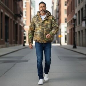 VTG 90s Walls Outdoors Mens L Tall Advantage Camo‎ Hooded Hunting Jacket